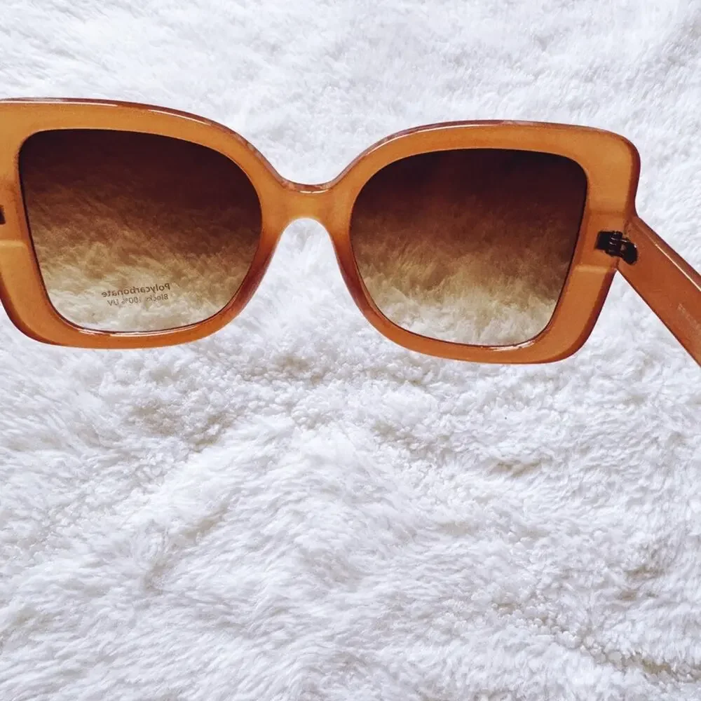 Eva Clear Gold Square-Framed Sunglasses